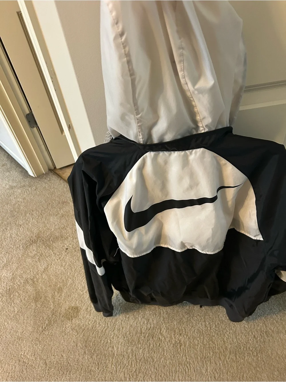 Nike Black and White Hooded Windbreaker Jacket